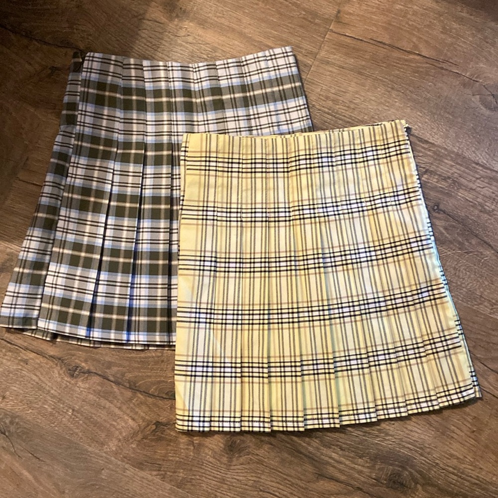 Pleated Skirts - yellow and green plaid  Size 1